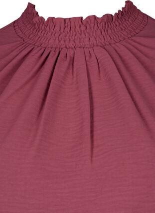 Bluzka z marszczeniem i dlugim rekawem w jednolitym kolorze, Dry Rose, Packshot image number 2