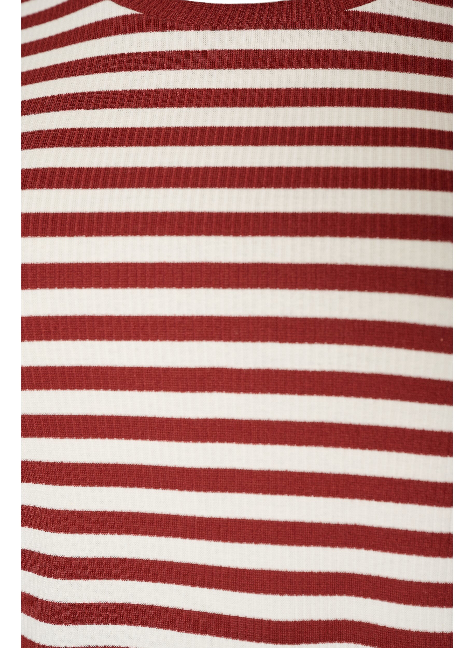 ZizziT-shirt w paski o prazkowanej fakturze, Czerwony, Packshot image number 2