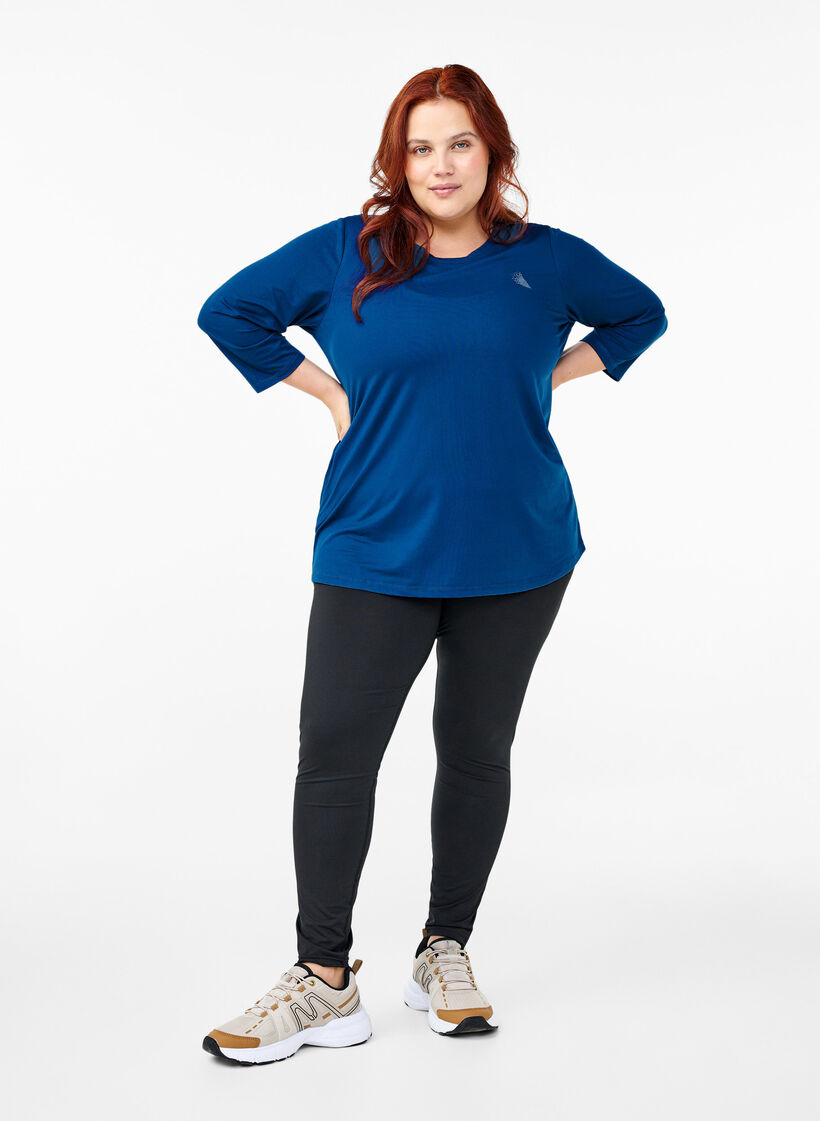 Sportowy top z rekawami 3/4, Niebieskie, Model image number 1