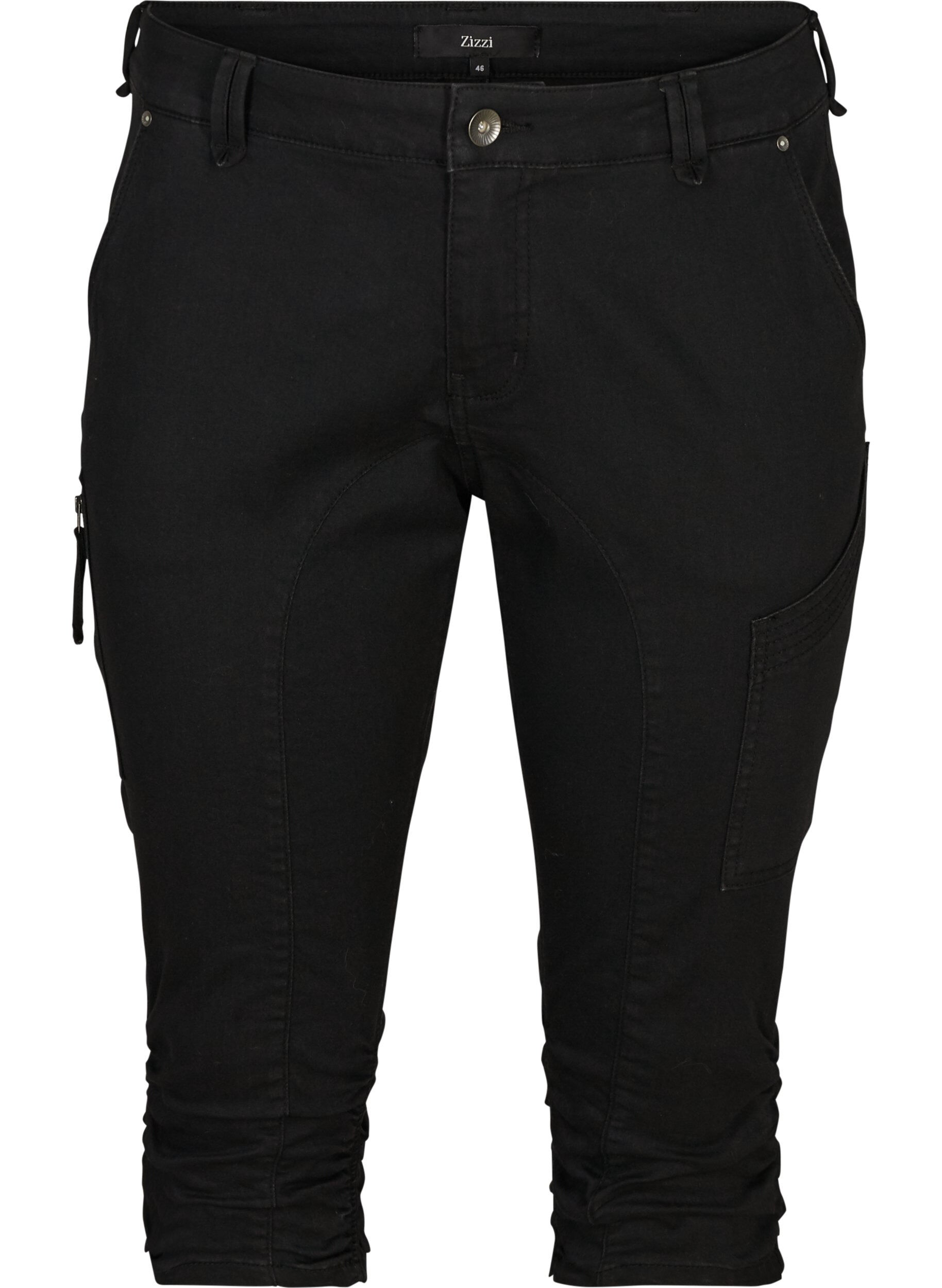 Zizzi Waskie jeansy capri z&nbsp;kieszeniami, Czarne, Packshot image number 0