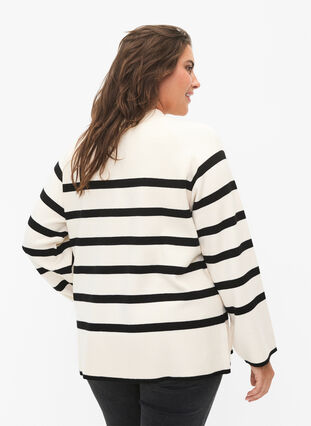 Sweter z mieszanki wiskozy z rozcieciem z boku, Birch W/Black, Model image number 1