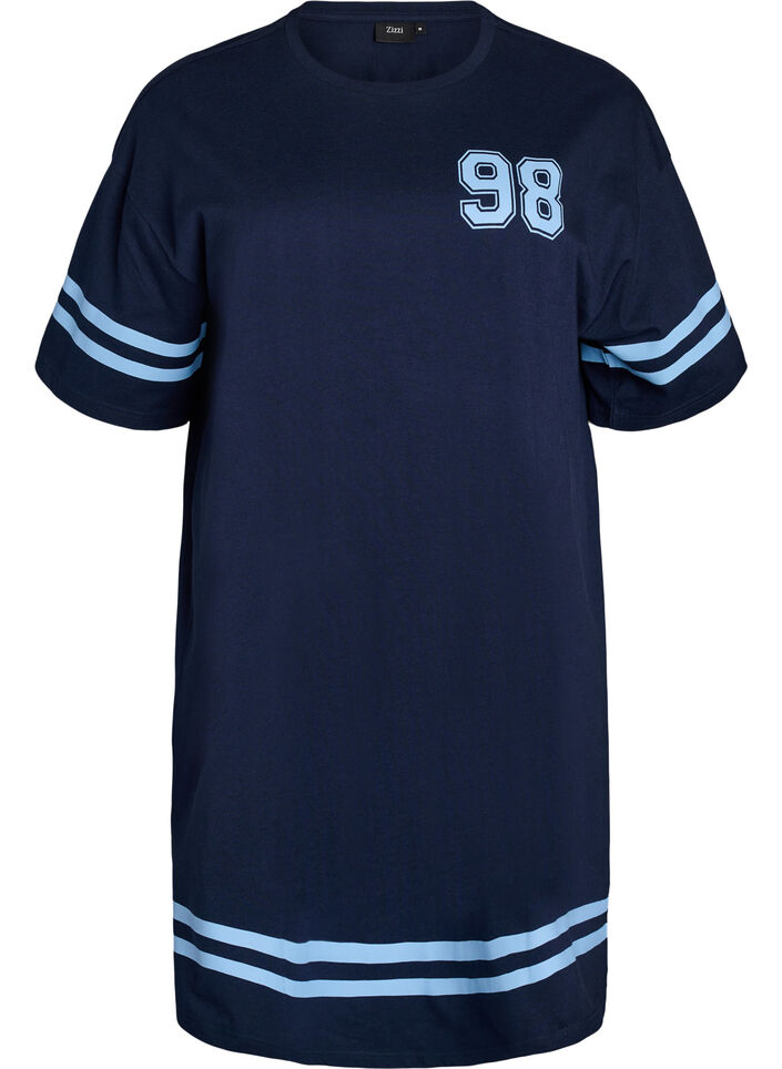 Kr&oacute;tka sukienka koszulkowa ze sportowymi detalami, Niebieskie, Packshot image number 0