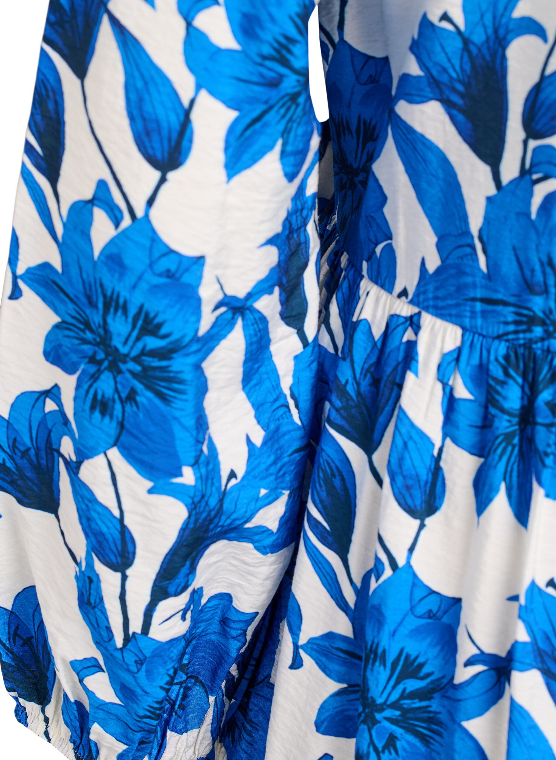 Zizzi Sukienka w kwiaty z paskiem do wiazania, Biały, Packshot image number 3