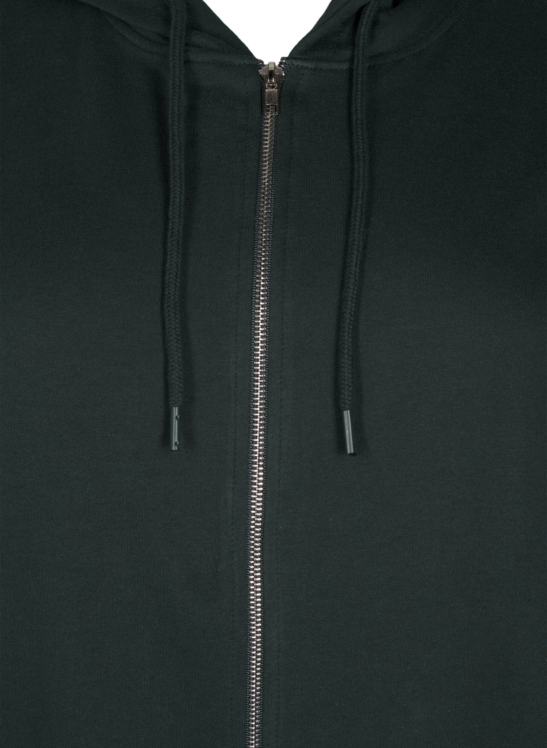 Zizzi Dlugi, bawelniany dresowy kardigan z kapturem, Zielony, Packshot image number 2