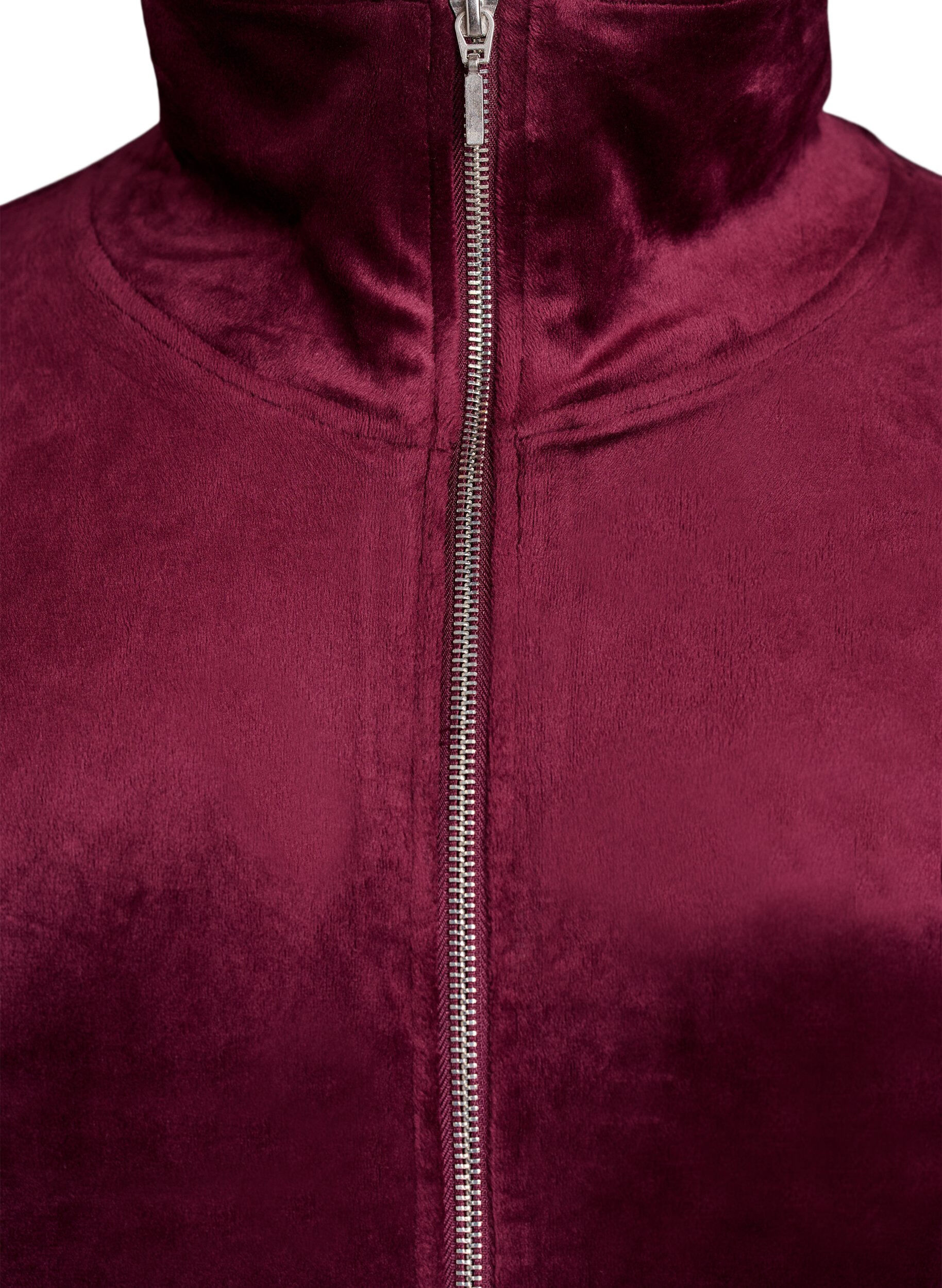 ZizziWelurowy kardigan z zamkiem blyskawicznym i wysokim kolnierzem, Ciemnobordowy, Packshot image number 2