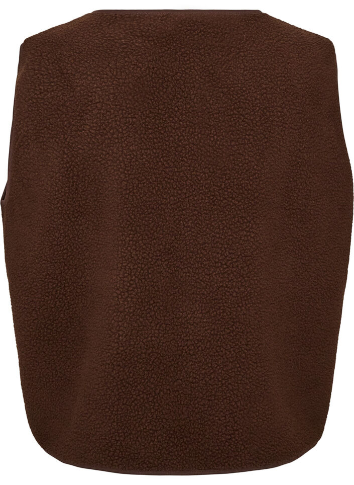 Kamizelka Teddy z guziki i kieszeniami, Brązowy, Packshot image number 1