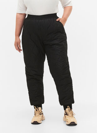 Pikowane spodnie termoaktywne, Black, Model image number 2