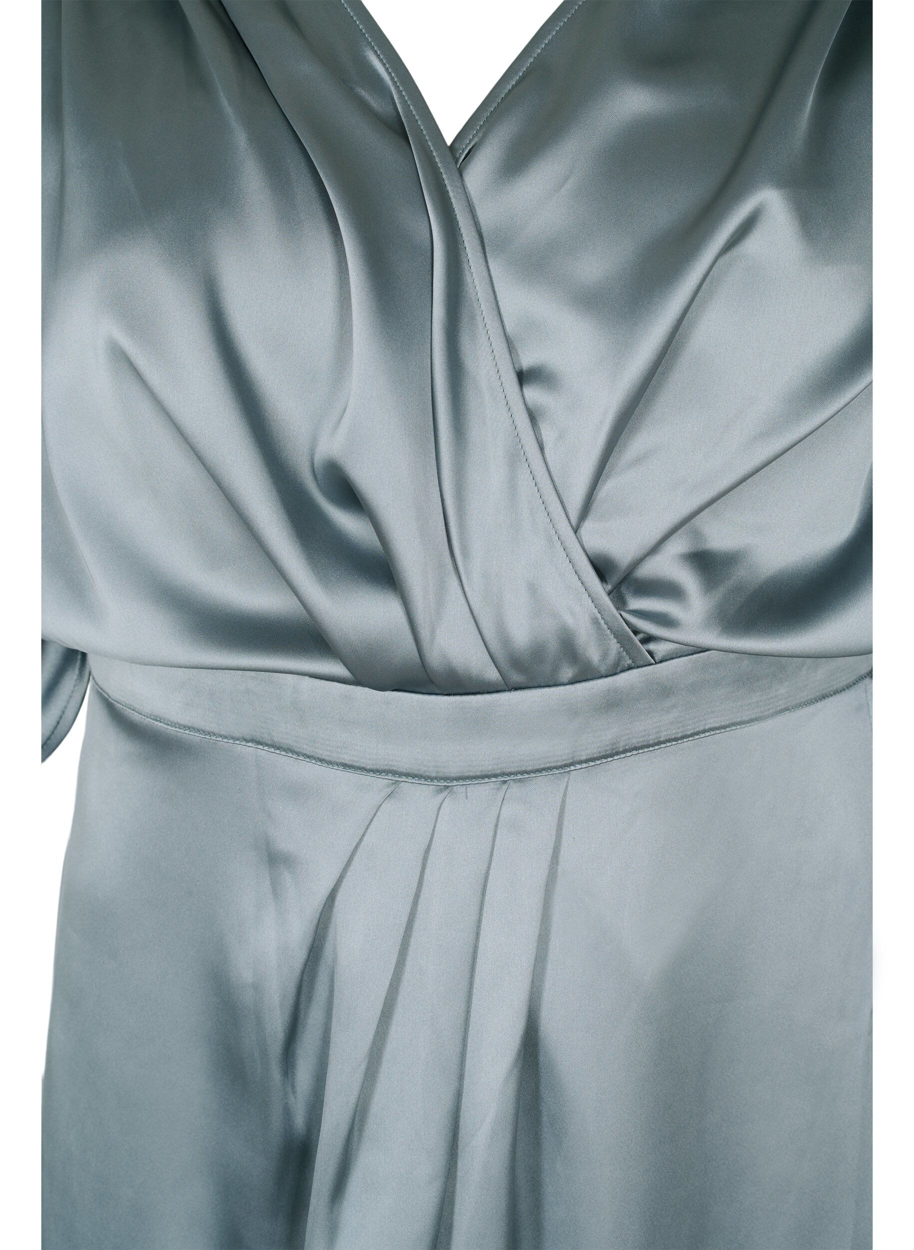 Zizzi Maxi dress with wrap and short sleeves, Silver Blue, Packshot image number 2