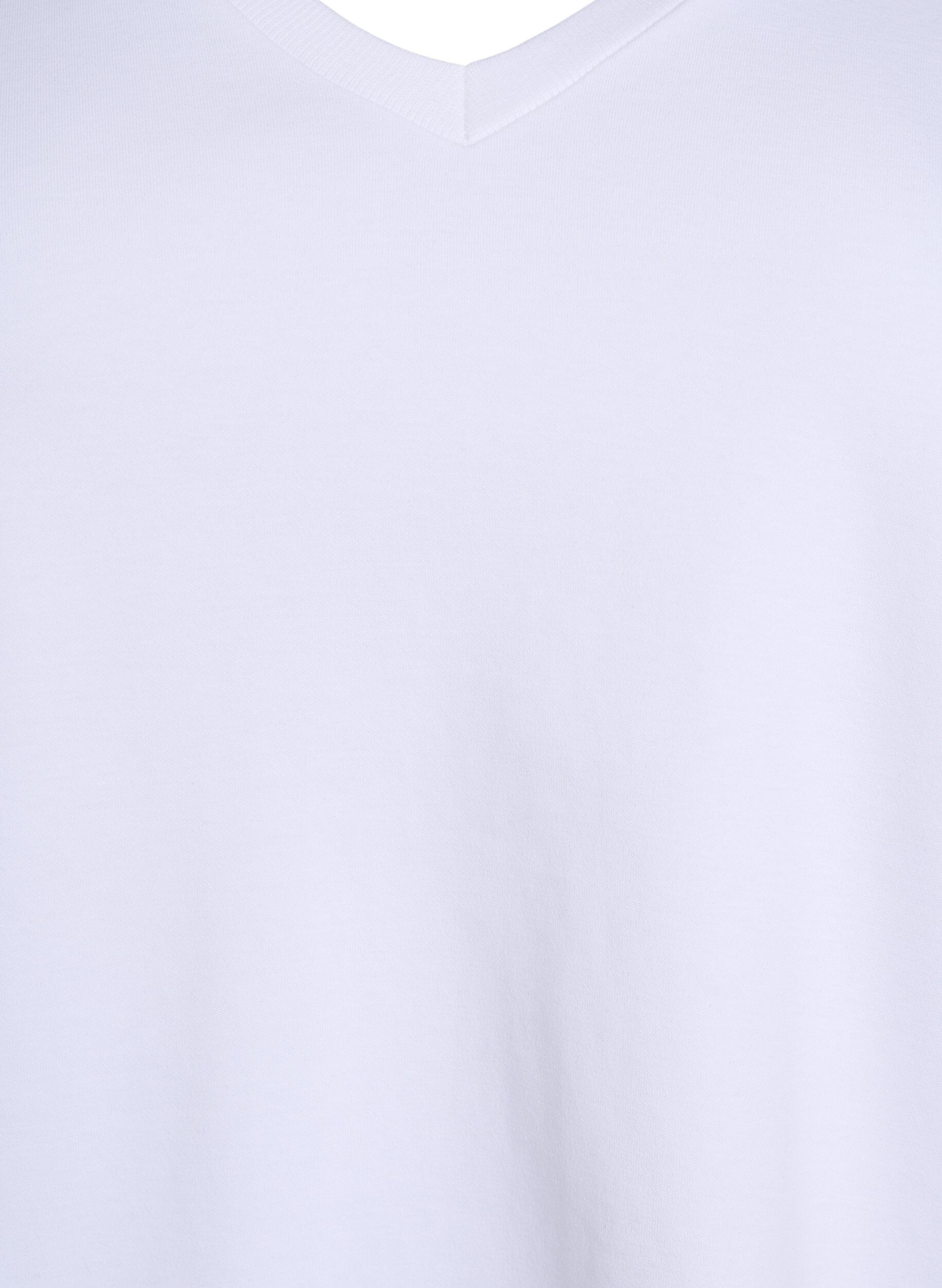 Zizzi Podstawowa koszulka z dekoltem w serek z bawelny organicznej, Biały, Packshot image number 2