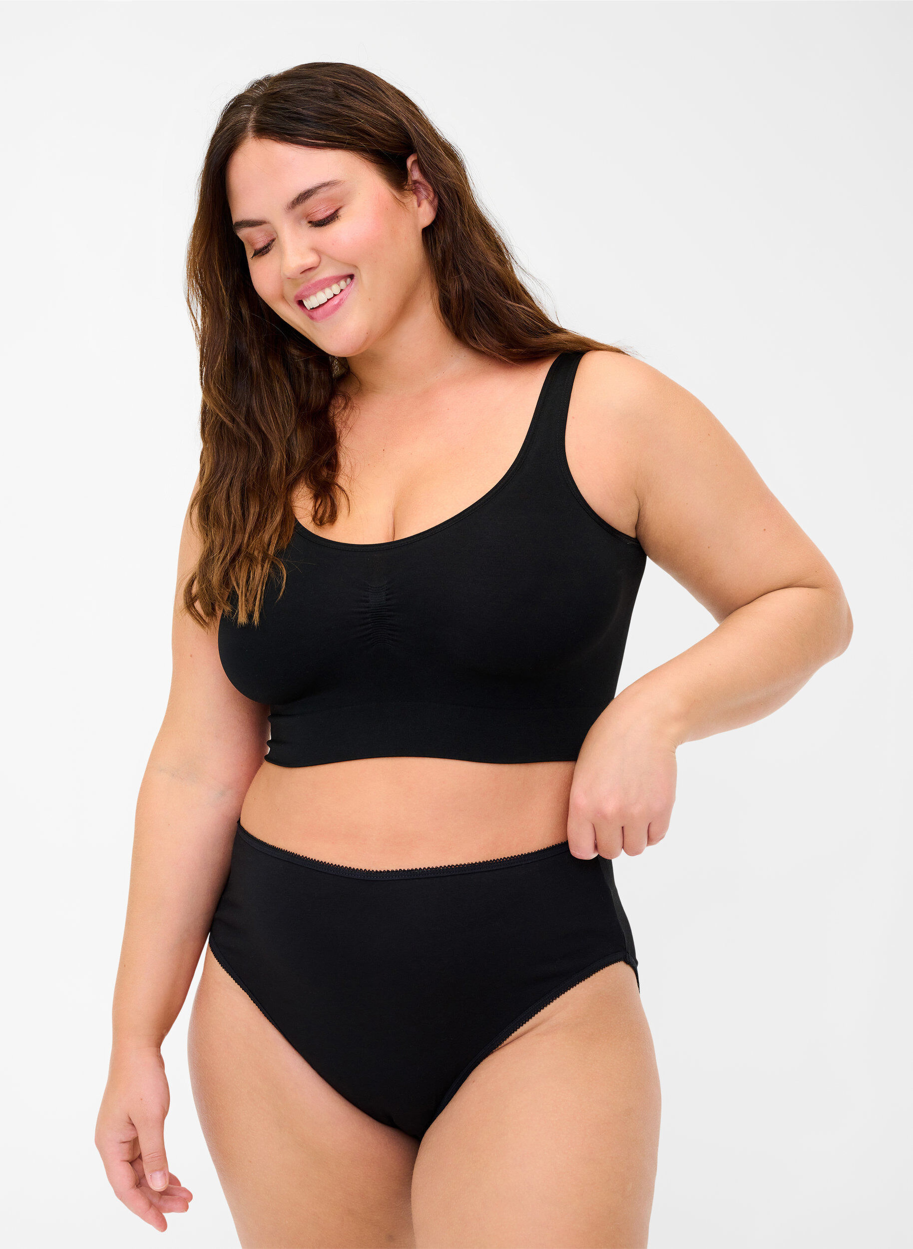 3-pack bawelniane figi damskie z normalnym stanem, Czarne, Model