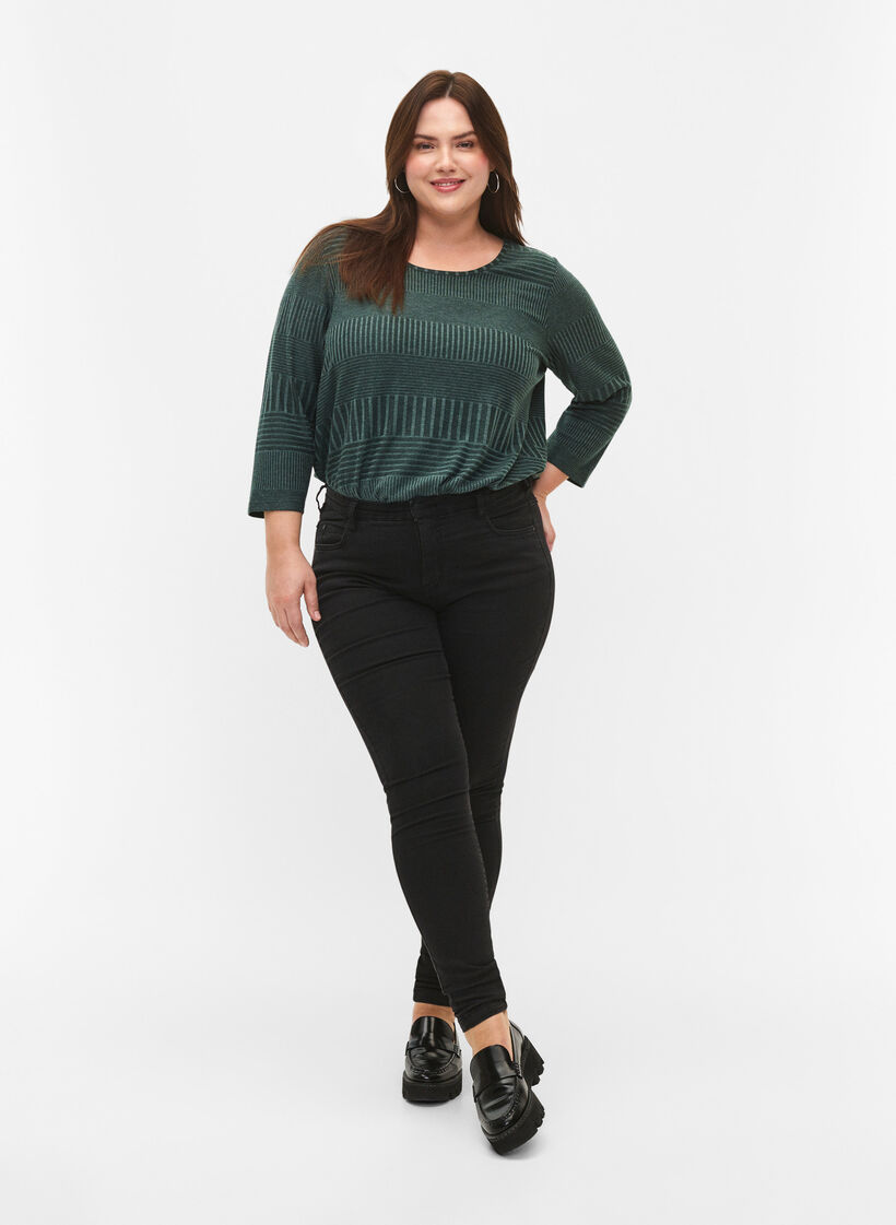 Bluzka z rekawem 3/4 i wzorem w paski, Scarab Melange, Model image number 2