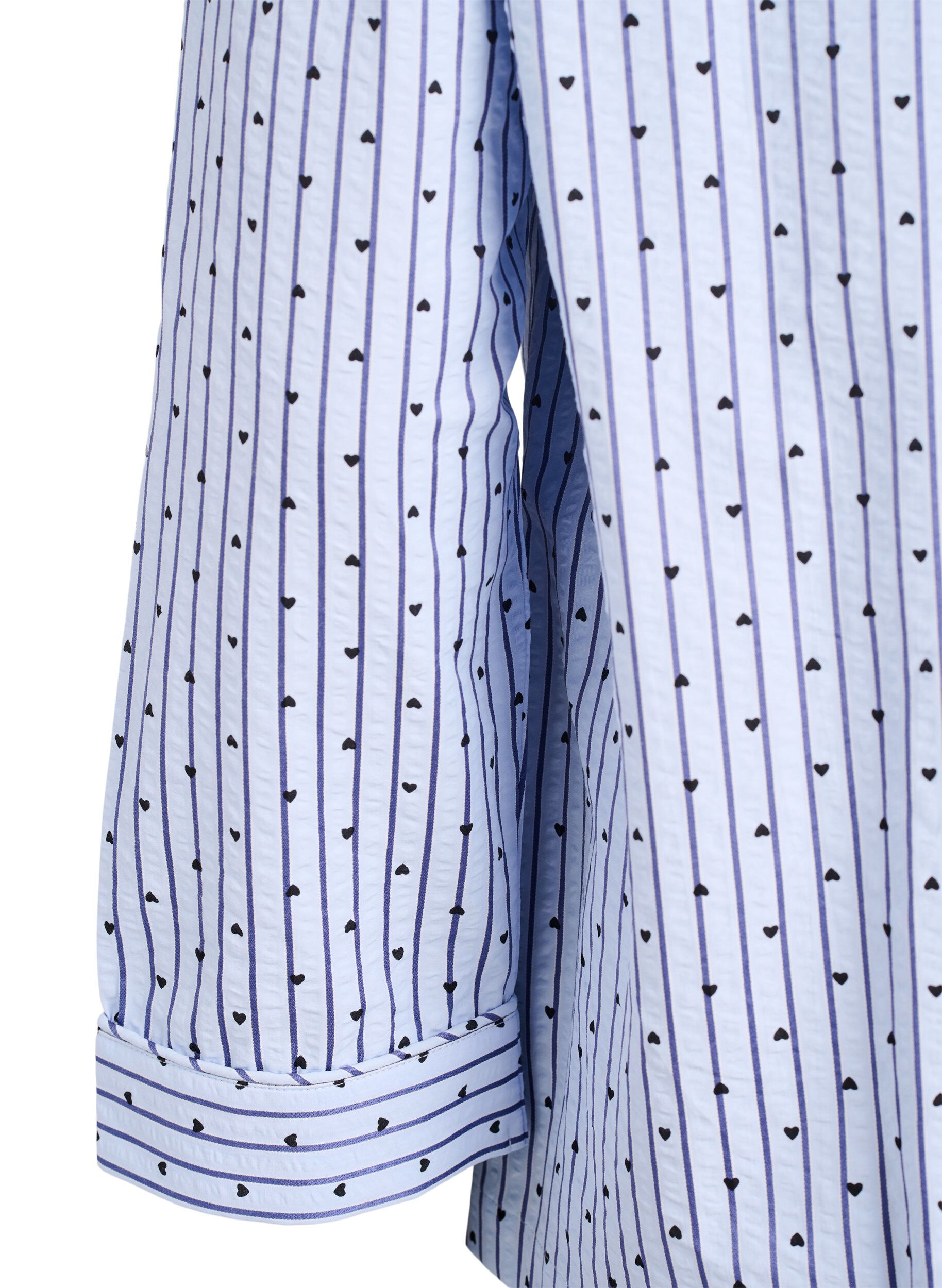 Zizzi Seersucker pyjama koszula z dlugim rekawem, Niebieskie, Packshot image number 3