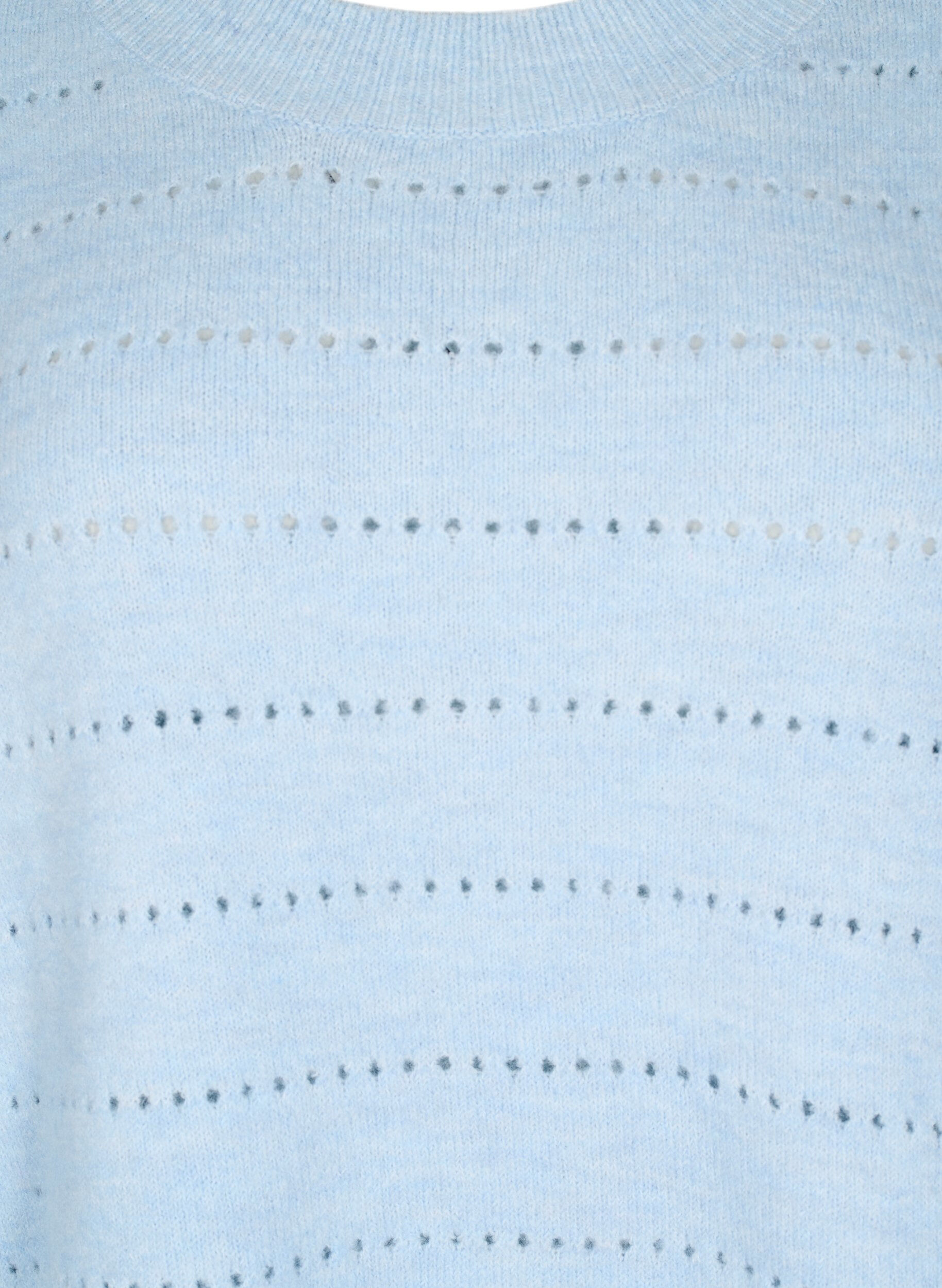 Zizzi Dzianinowa bluzka z okraglym dekoltem i koronkowym wzorem, Cashmere Blue Mel., Packshot image number 2