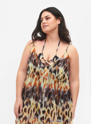 Sukienka plazowa na ramiaczkach w panterke, Abstract Leopard, Model image number 2