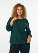 Bluzka z faktura i rekawami 3/4, Zielony, Model image number 0