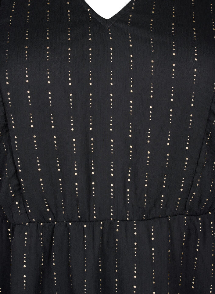 Wzorzysta szyfonowa sukienka z marszczeniami, Black, Packshot image number 2