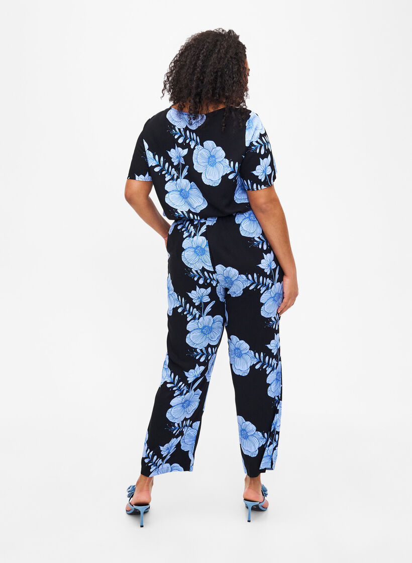 Wiskozowe spodnie z wysokim stanem, Czarne, Model image number 1