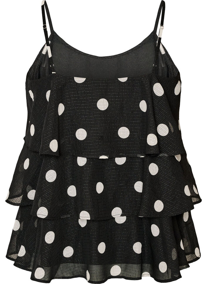 Bluzka warstwowa z falbankami i ramiaczkami typu spaghetti, Czarne, Packshot