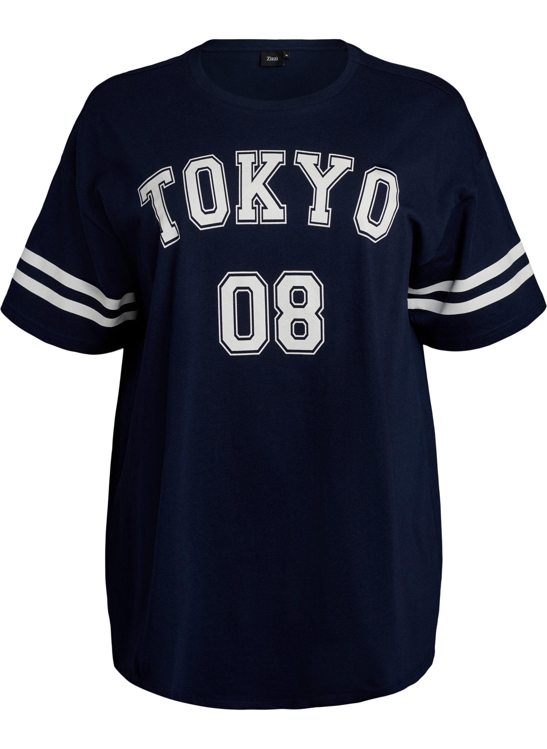 Zizzi Sportowy T-shirt oversize w stylu uniwersyteckim, Niebieskie, Packshot image number 0