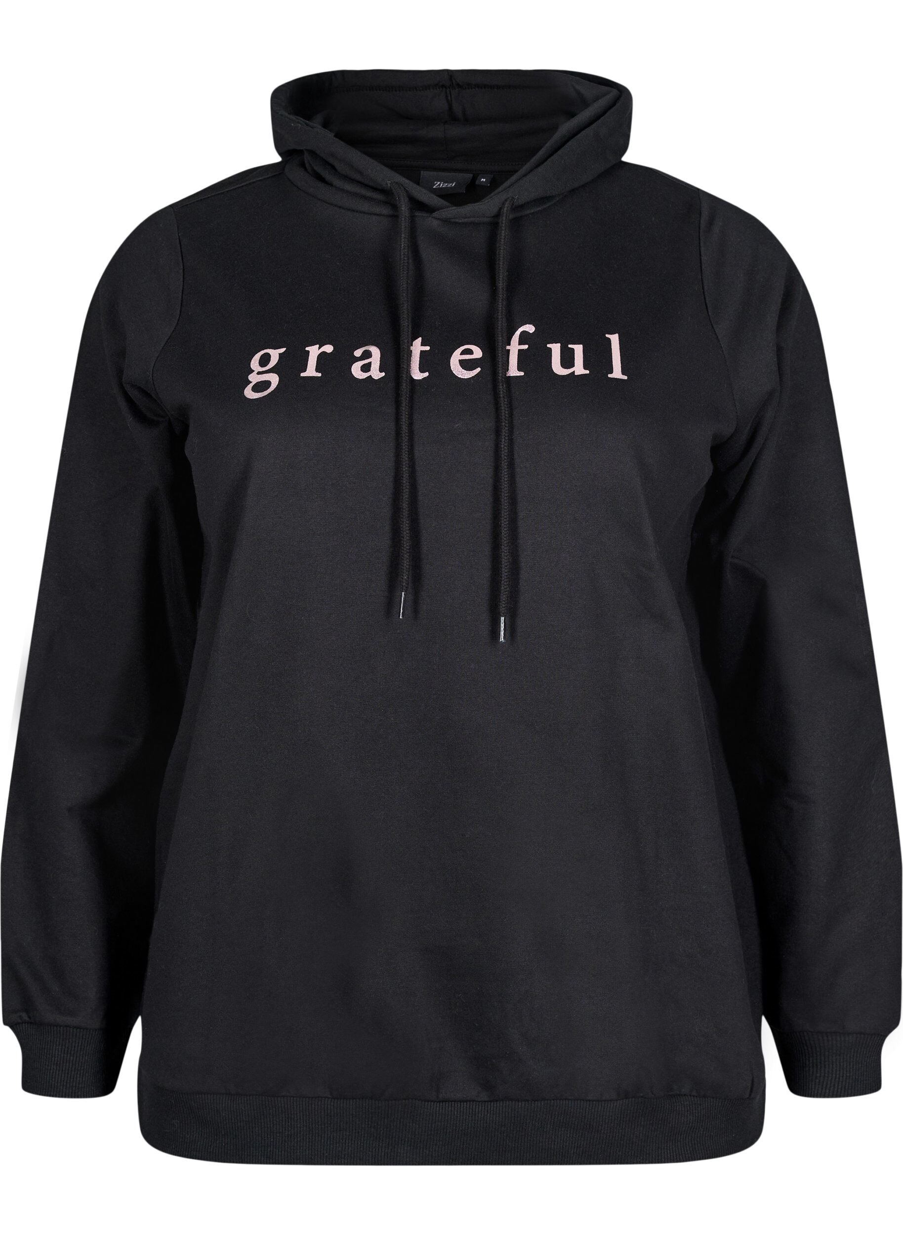 Zizzi Bluza z kapturem i nadrukiem, Czarne, Packshot image number 0