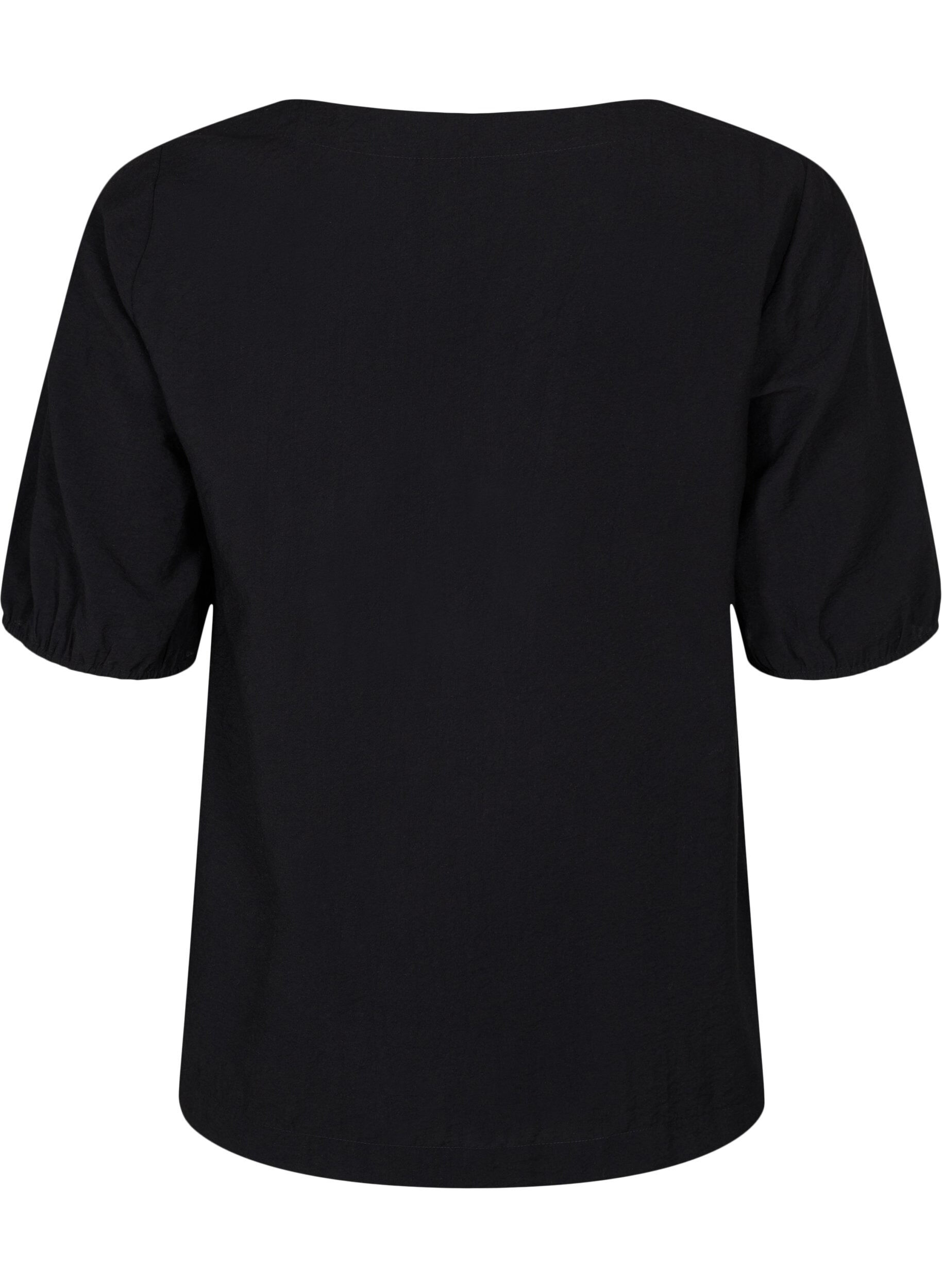 Zizzi Balloon sleeve blouse, Black, Packshot image number 1