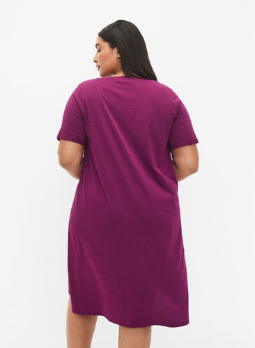 Koszula nocna z krótkim rekawem, wykonana z bawelny organicznej, Dark Purple Relax, Model image number 1