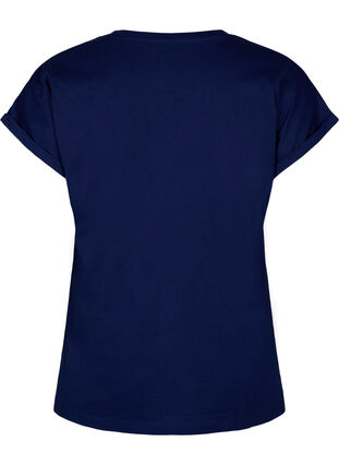 T-shirt z organicznej bawelny ze zlotym nadrukiem, Med.Blue Gold Flower, Packshot image number 1