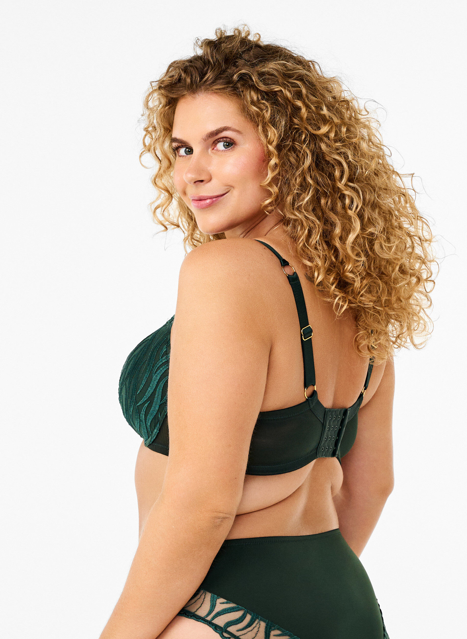 Zizzi Formowany biustonosz z haftem, Zielony, Model image number 1