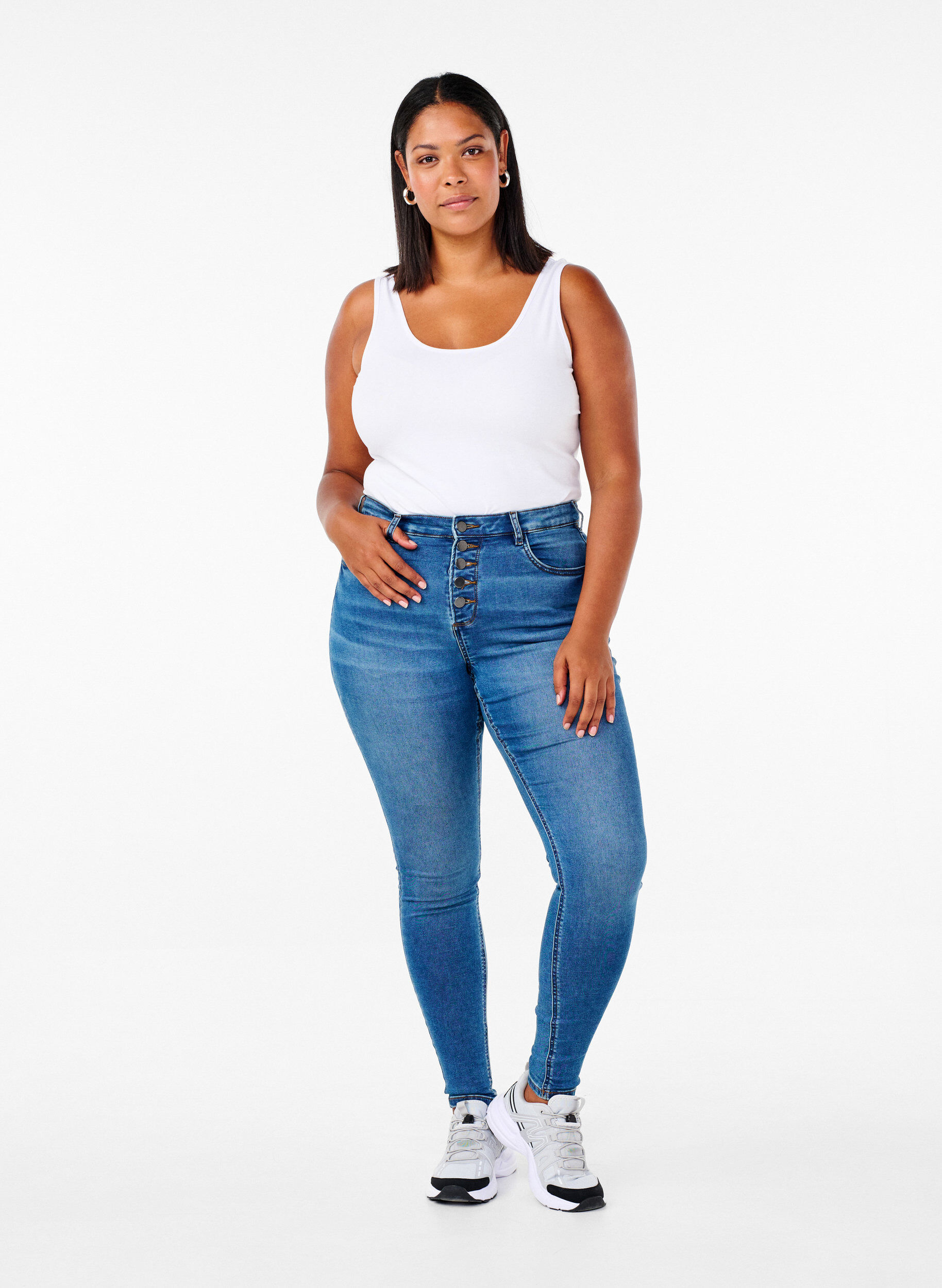 ZizziPodstawowa bawelniana koszulka, Biały, Model image number 1