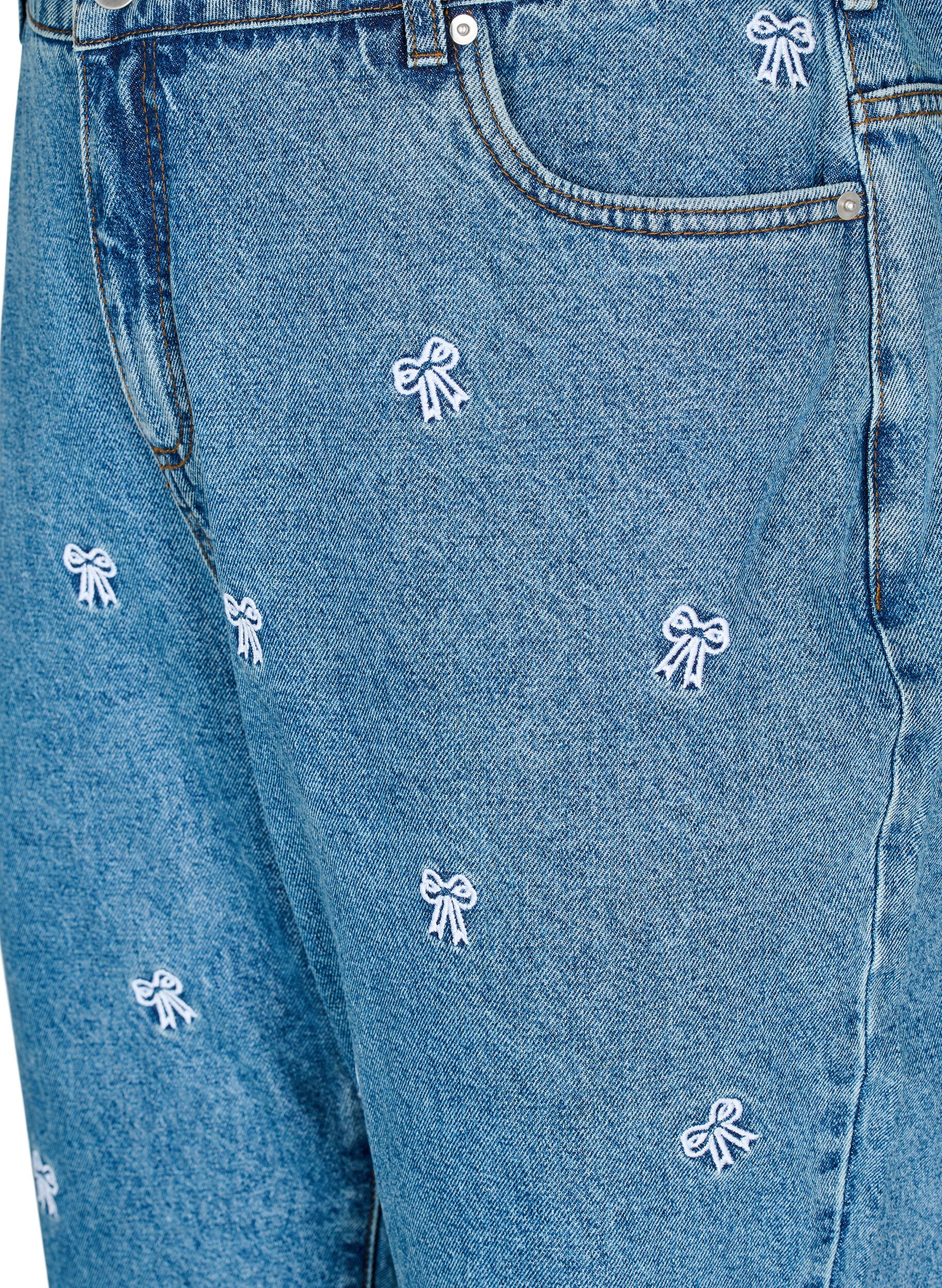 Zizzi  Jeansy Mille typu mom fit z haftem, Niebieskie, Packshot image number 2
