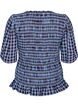 Bluzka w stylu fartuszka z kratka gingham i falbana na dole, Niebieskie, Packshot image number 1