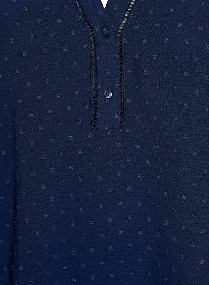 Krótka sukienka z marszczonymi rekawami i faktura w kropki, Navy Blazer, Packshot image number 2