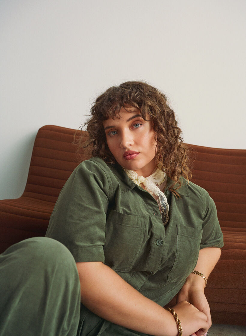 Kombinezon z dreszczu z prostymi nogawkami, Zielony, Image image number 0