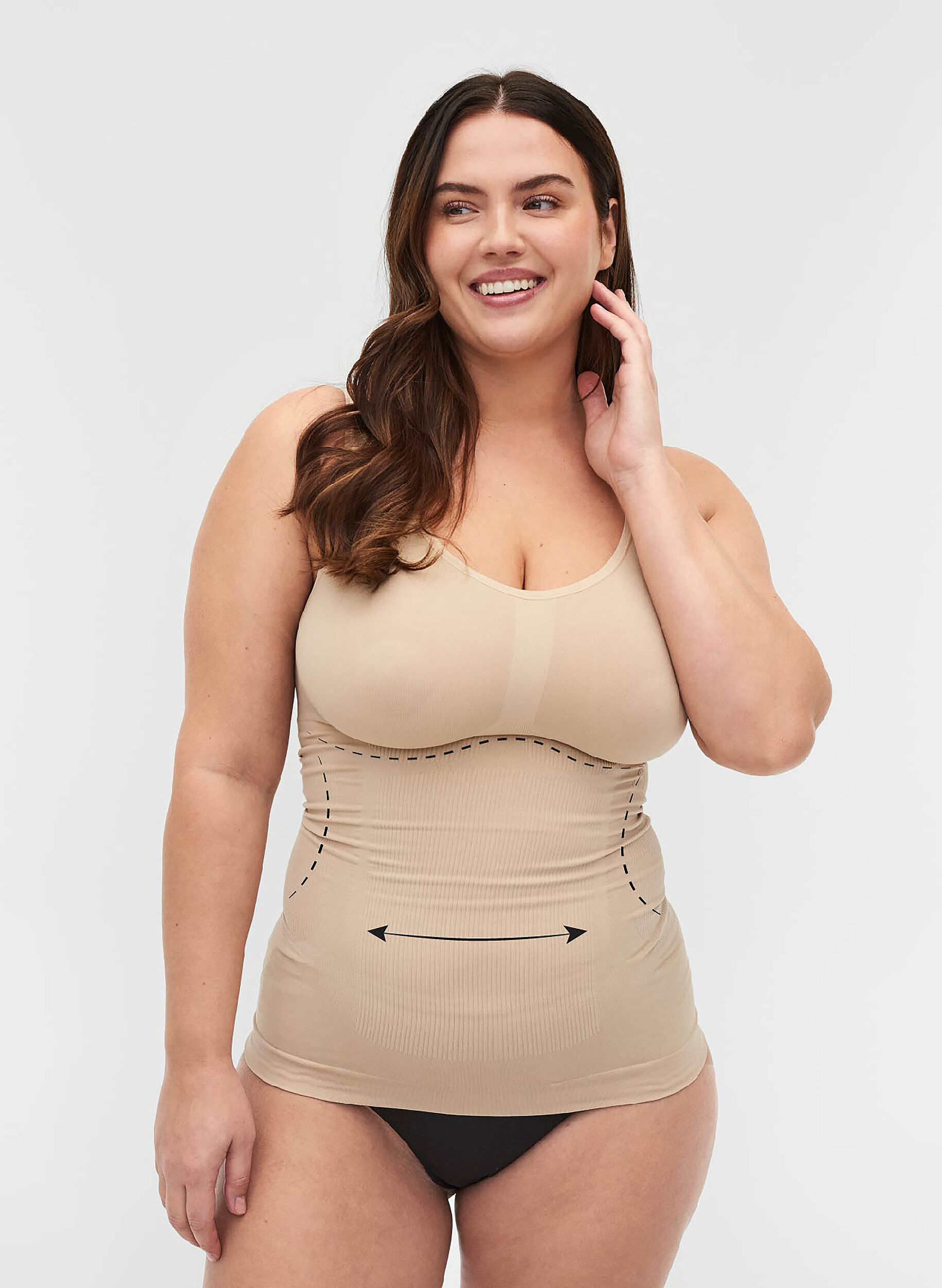 ZizziTop modelujacy z szerokimi ramiaczkami, Beżowy, Model image number 0