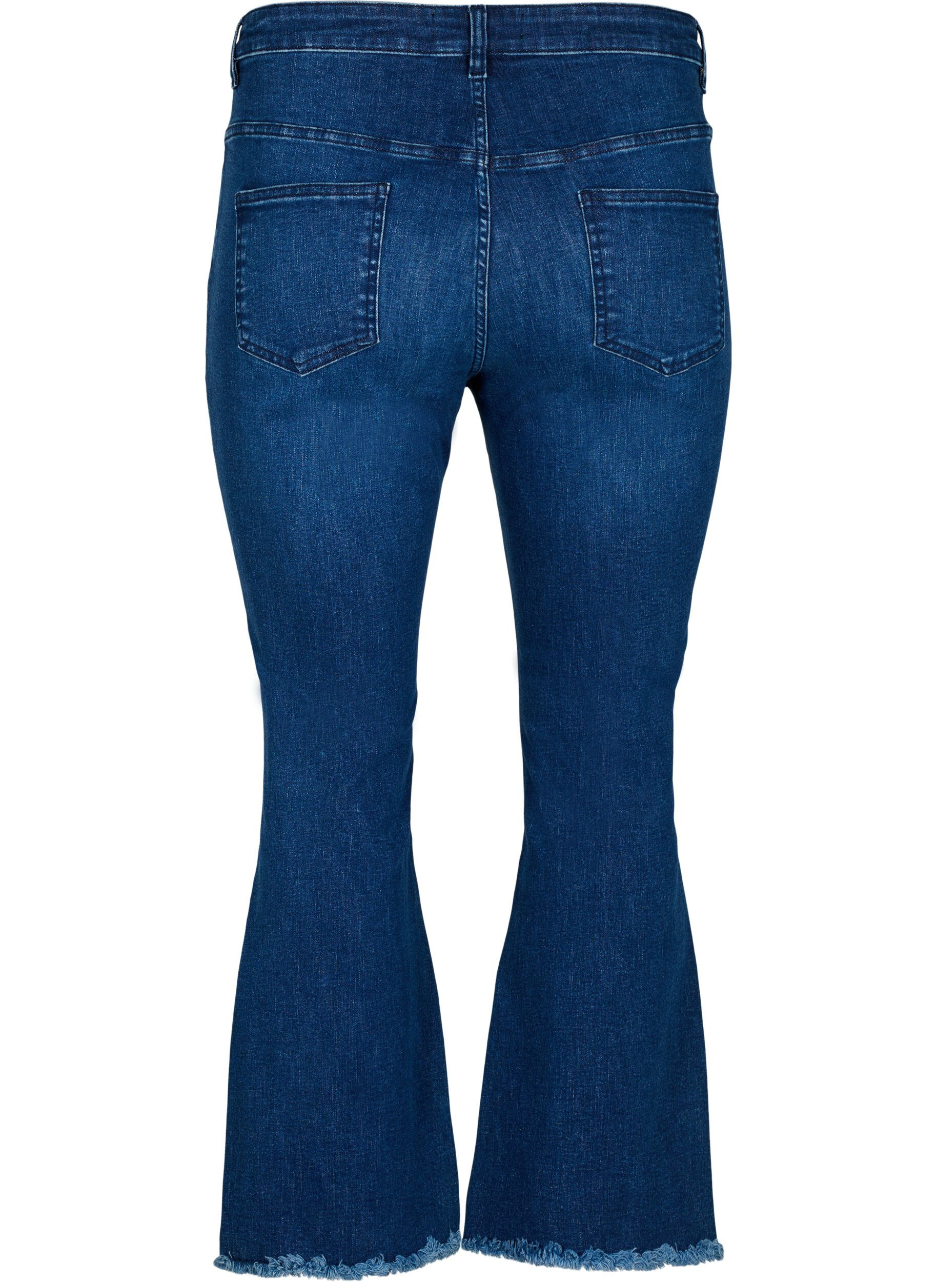 Zizzi Jeansy Ellen typu bootcut z niewykonczonym brzegiem, Blue denim, Packshot image number 1