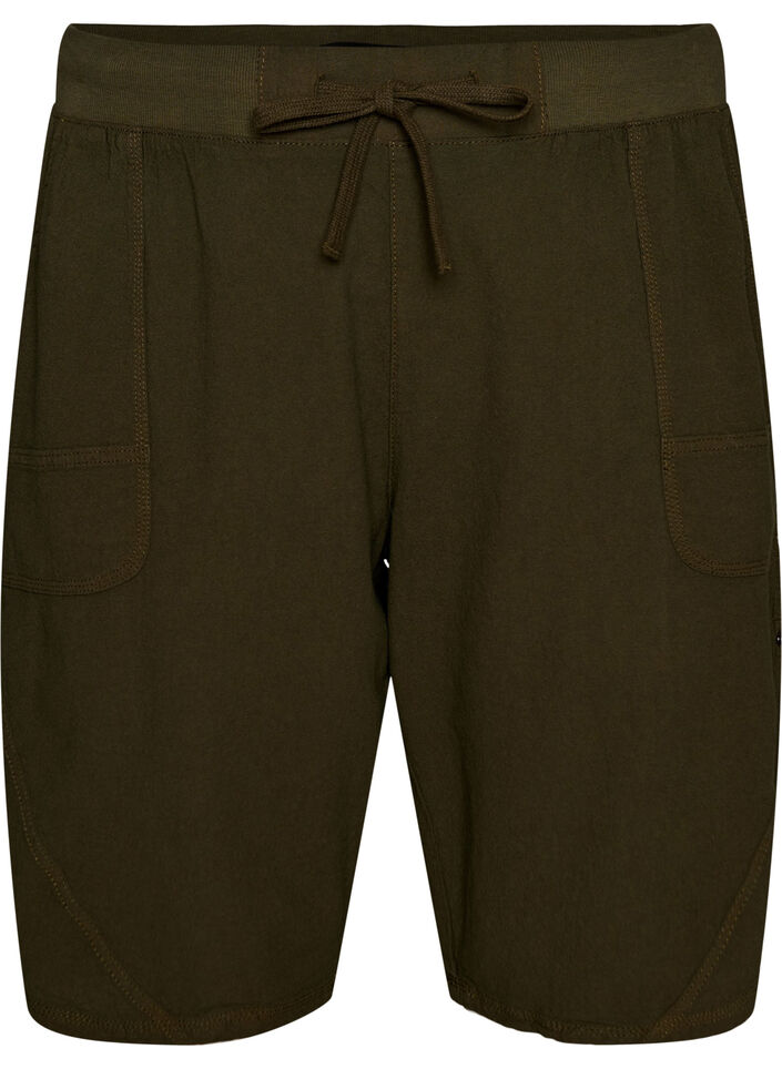 Luzne bawelniane szorty z kieszeniami, Zielony, Packshot image number 0