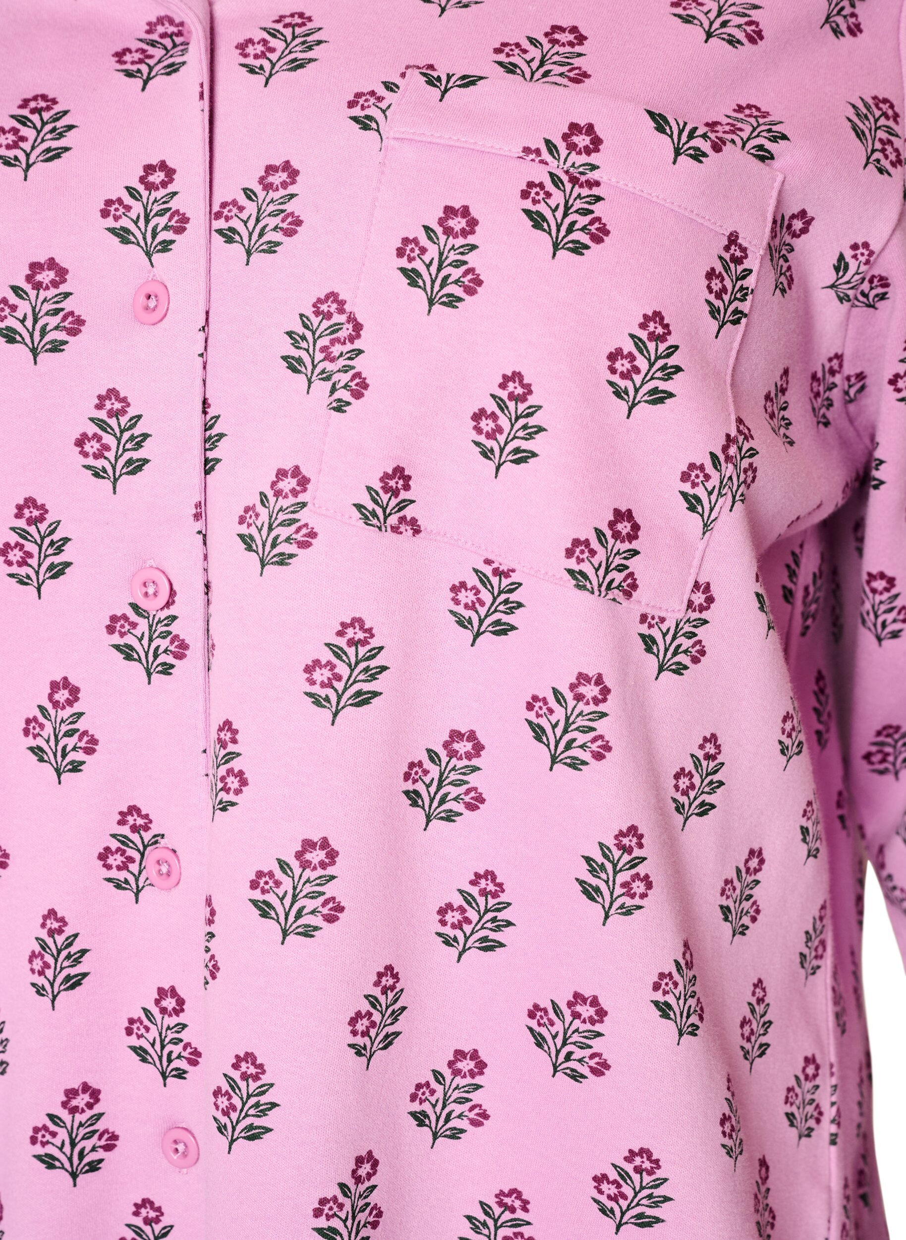 ZizziBawelniana koszula pizamowa z kieszenia na piersi, R&oacute;żowy, Packshot image number 2