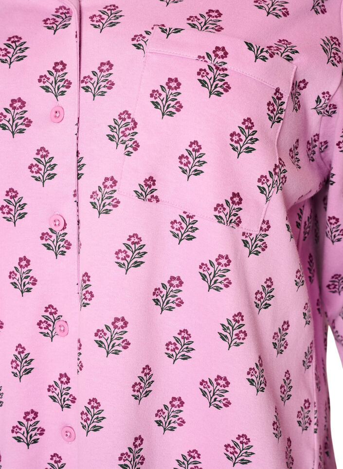 Bawelniana koszula pizamowa z kieszenia na piersi, R&oacute;żowy, Packshot image number 2