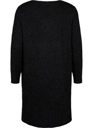 Dzianinowa sukienka z rozcieciem, Dark Grey Melange, Packshot image number 1