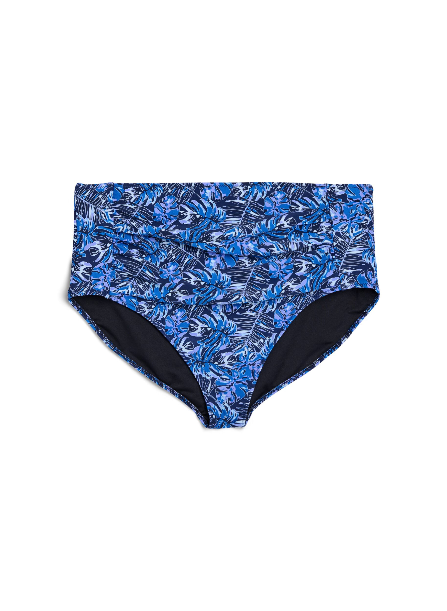 ZizziWzorzyste doly bikini z wysokim stanem, Niebieskie, Packshot image number 0
