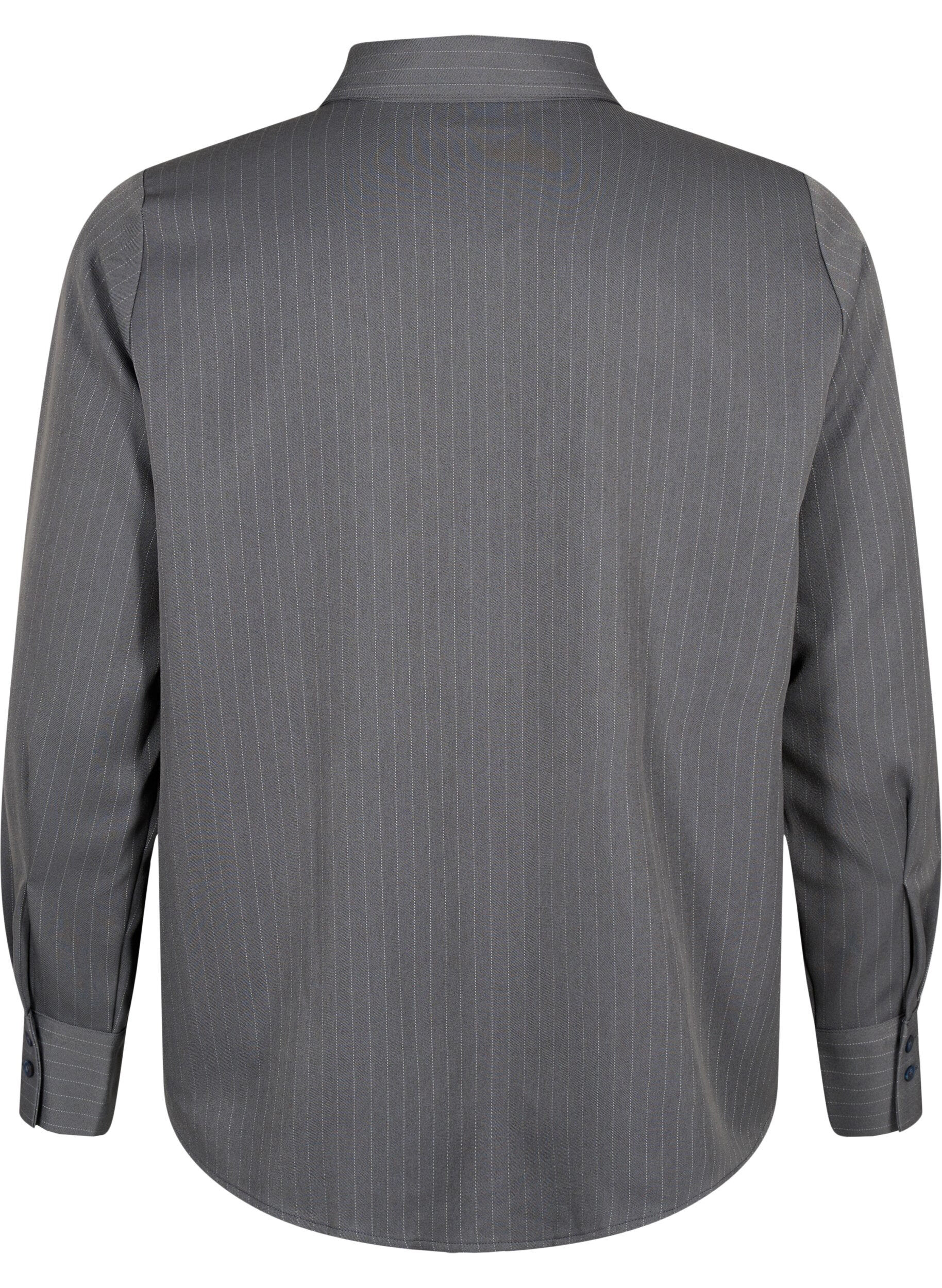 Zizzi Prazkowana koszula z&nbsp;kolnierzykiem i&nbsp;kieszeniami na&nbsp;piersi, Dark Shadow Pin St., Packshot image number 1