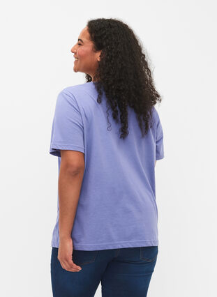 T-shirt z krótkim rekawem i dekoltem w szpic, Lavender Viloet, Model image number 1