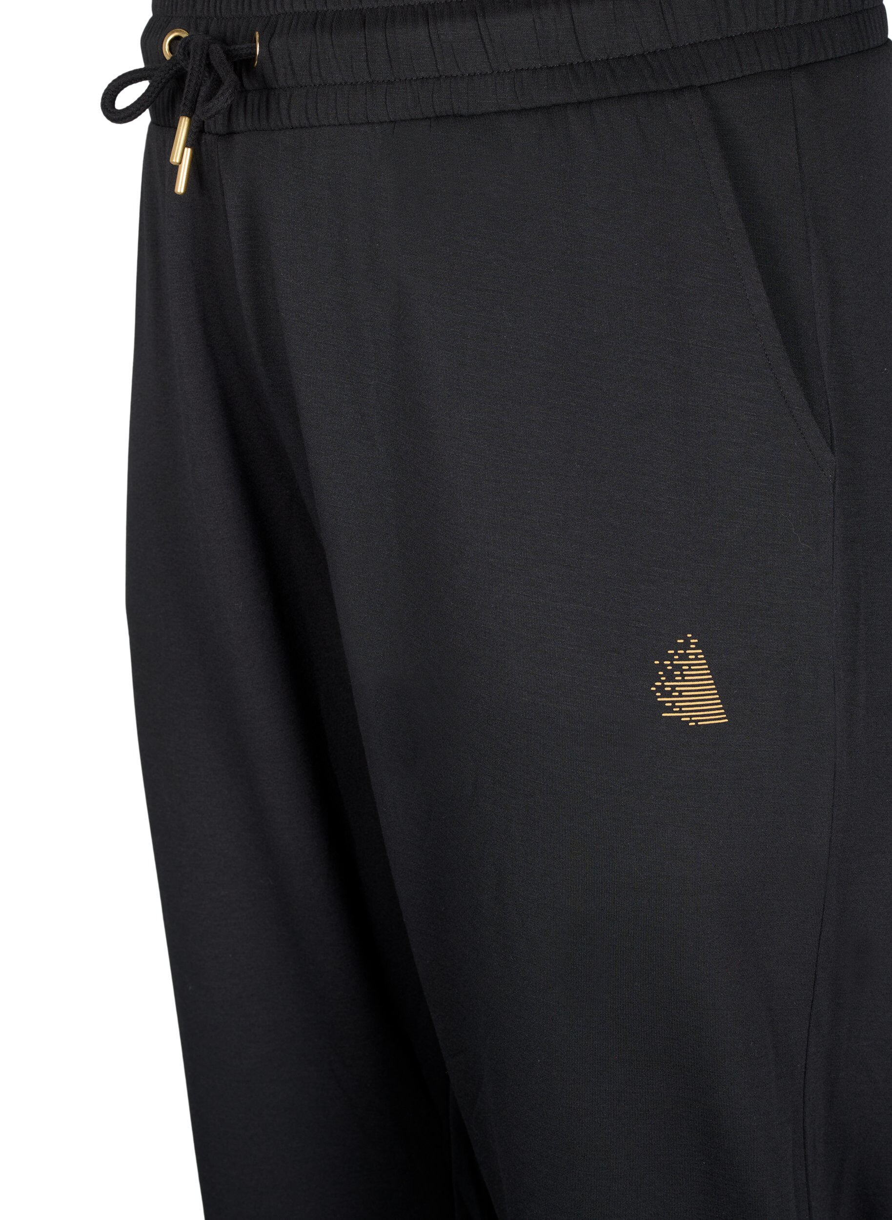 Zizzi Spodnie dresowe z kieszeniami i wysokim stanem, Czarne, Packshot image number 2