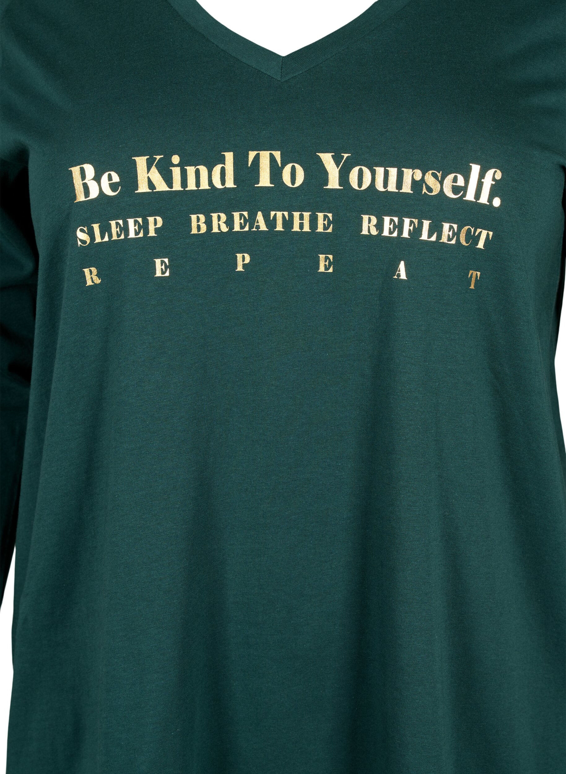 Zizzi Bawelniana koszula nocna z nadrukiem tekstowym, Scarab, Packshot image number 2