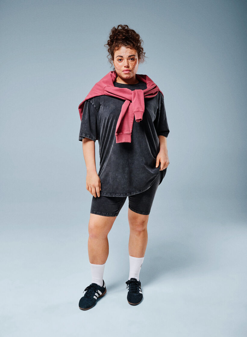 Szorty z dzianiny z efektem prania, Czarne, Image image number 0