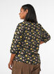 Bluzka z wiskozy w krate z 3/4-sleeves, Czarne, Model image number 2