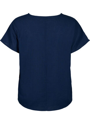 Bluzka z krótkim rekawem z mieszanki bawelny z lnem, Navy Blazer, Packshot image number 1