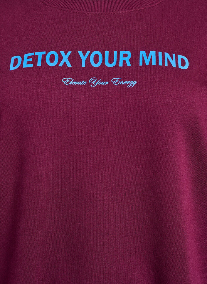 Bluza z nadrukiem tekstowym, Ciemnobordowy, Packshot image number 2