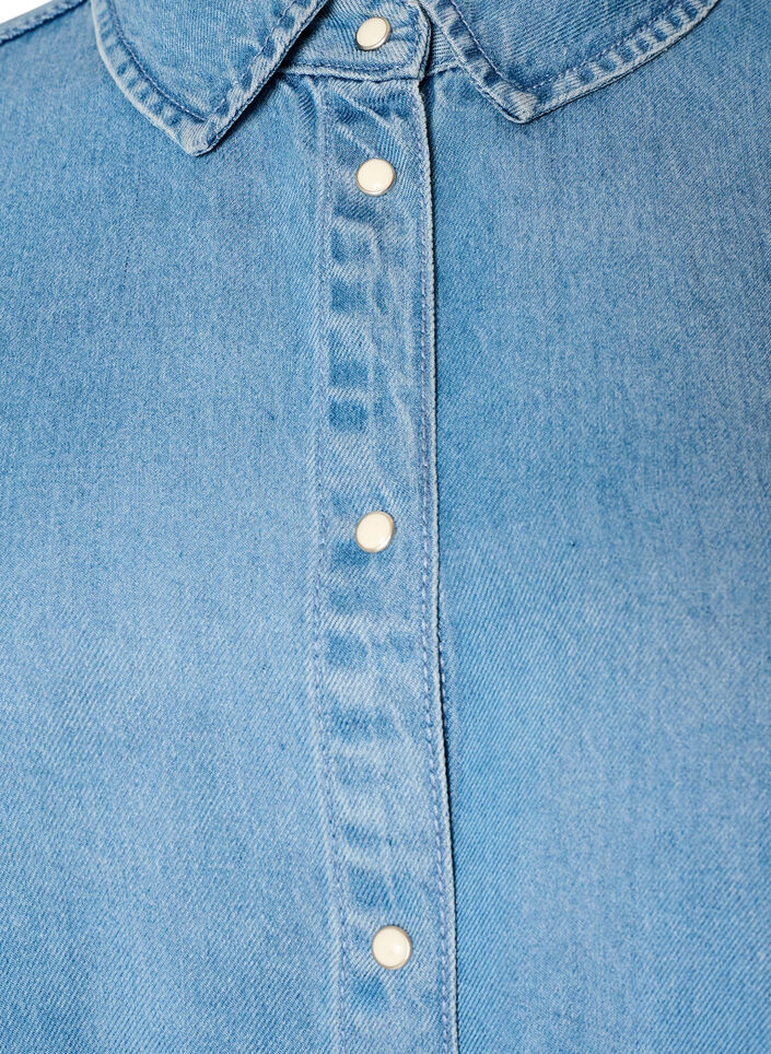 Koszula z denimu z lyocellu zapinana na zatrzaski, Niebieskie, Packshot image number 2