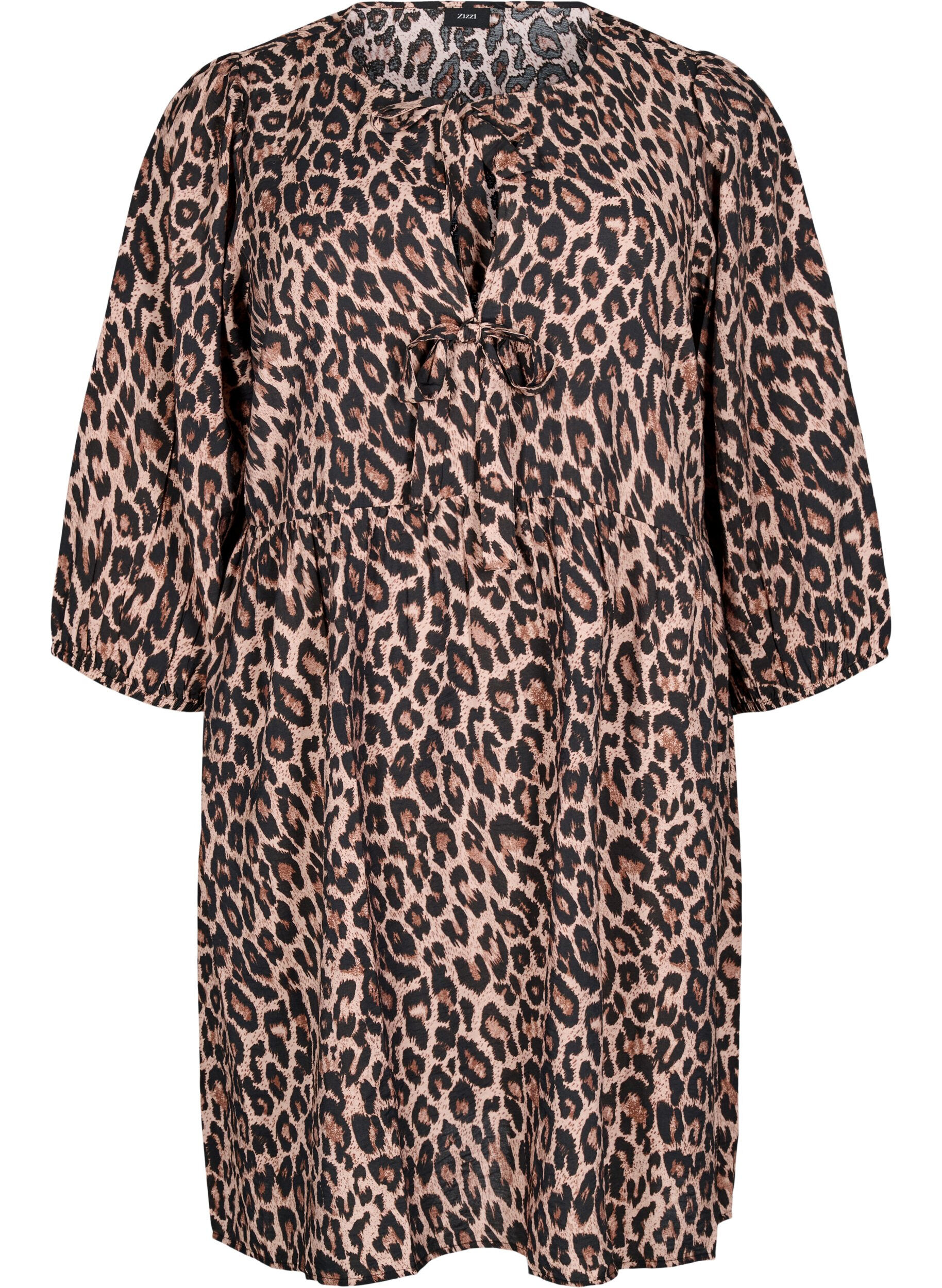 Zizzi Sukienka z kokardkami i rekawami 3/4, LEO AOP, Packshot image number 0